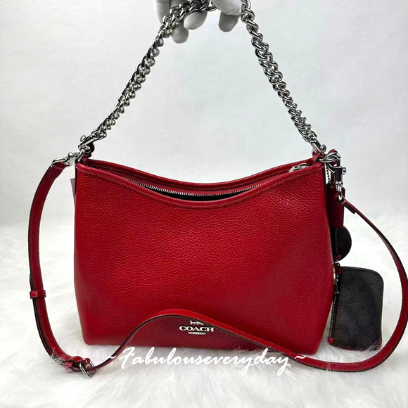 Coach Laurel Shoulder Bag With Mirror Charm And Pouch CBI94 Dark Cardinal/Walnut - Picture 1 of 11
